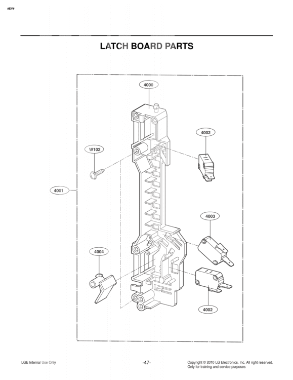 LATCH BOARD PARTS Diagram and Parts List for LMH2016SW CWHELGA LG Microwave