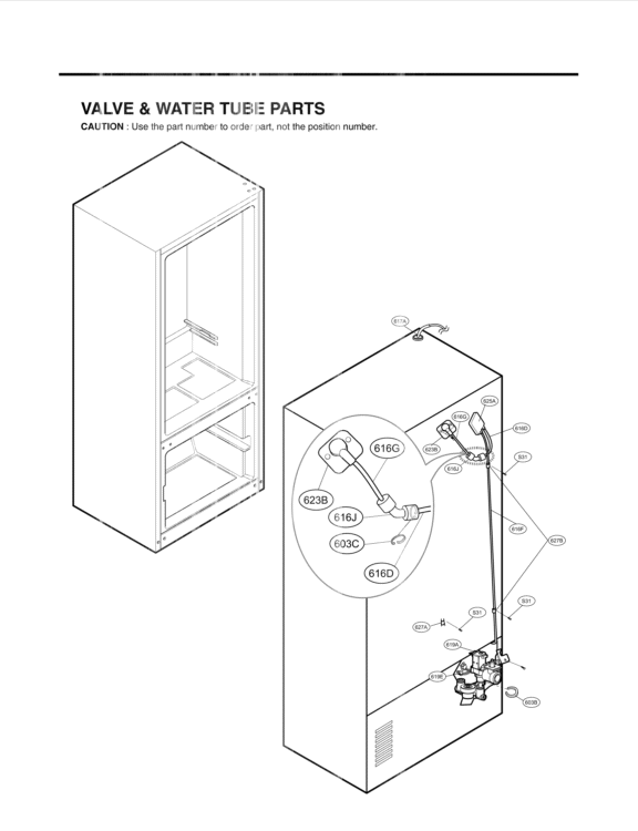 VALVE & WATER TUBE PARTS Diagram and Parts List for LFX21976ST LFX21976ST /02 LG Refrigerator