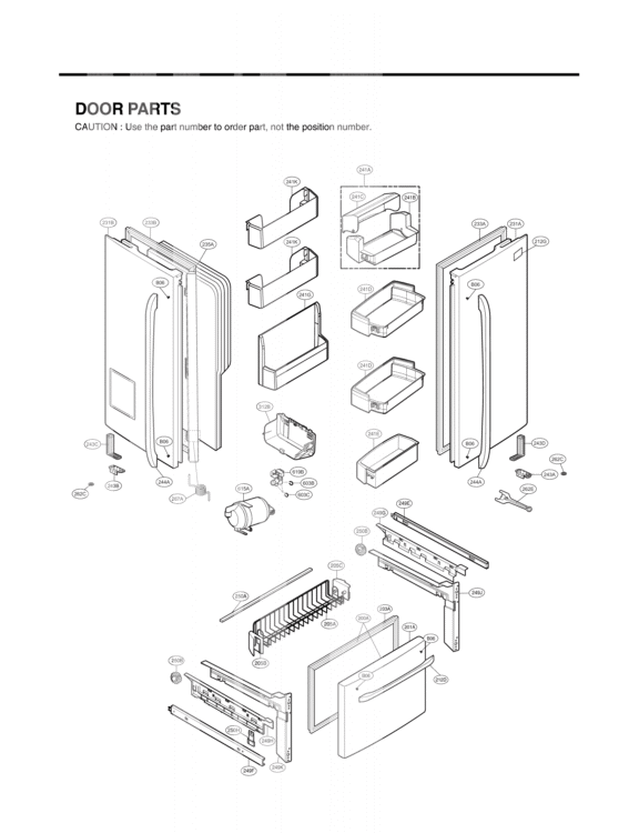 DOOR PARTS Diagram and Parts List for LFX25976SW ASWCNA2 LG Refrigerator