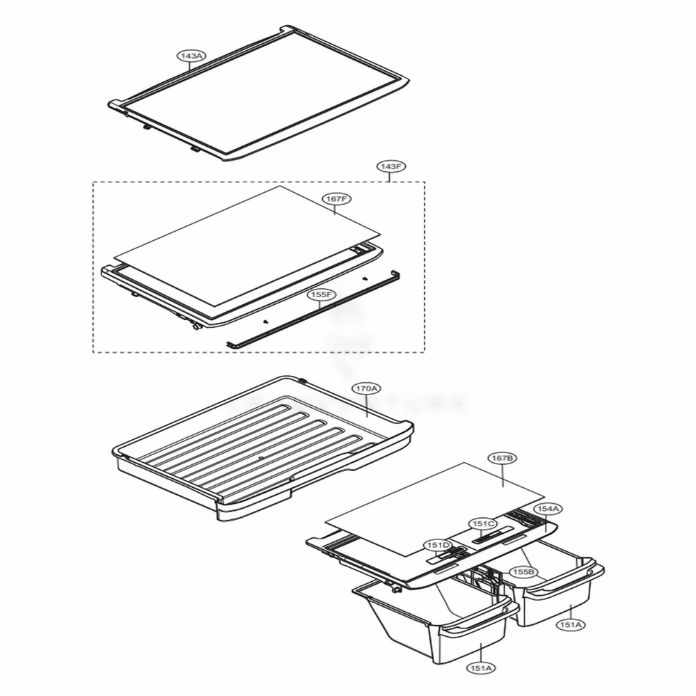 Refrigerator Parts Diagram and Parts List for 79433 ASTCSE5 LG Refrigerator
