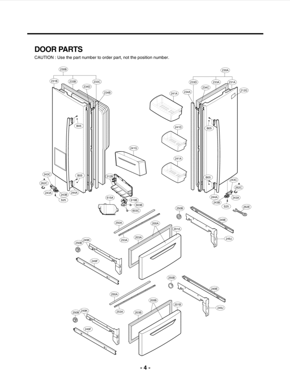 DOOR PARTS Diagram and Parts List for LMX25964ST ASTCNA2 LG Refrigerator