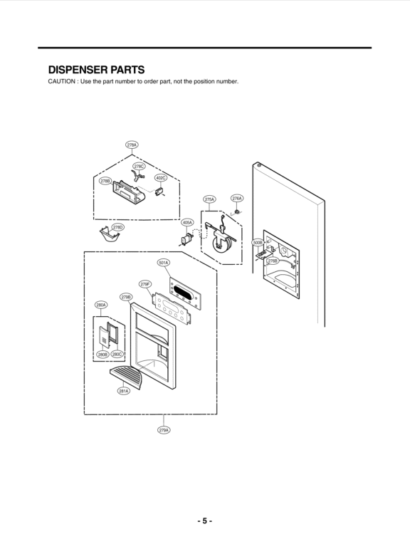 DISPENSER PARTS Diagram and Parts List for LMX25964ST ASTCNA2 LG Refrigerator