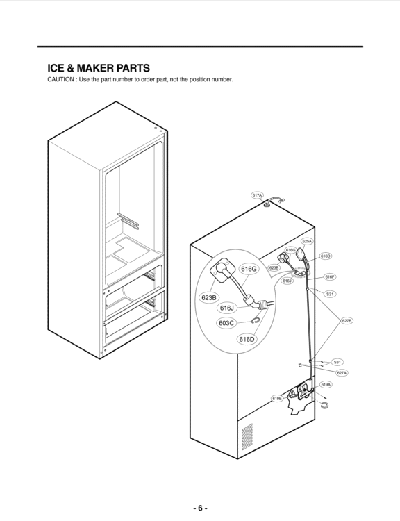 ICE & MAKER PARTS Diagram and Parts List for LMX25964ST ASTCNA2 LG Refrigerator