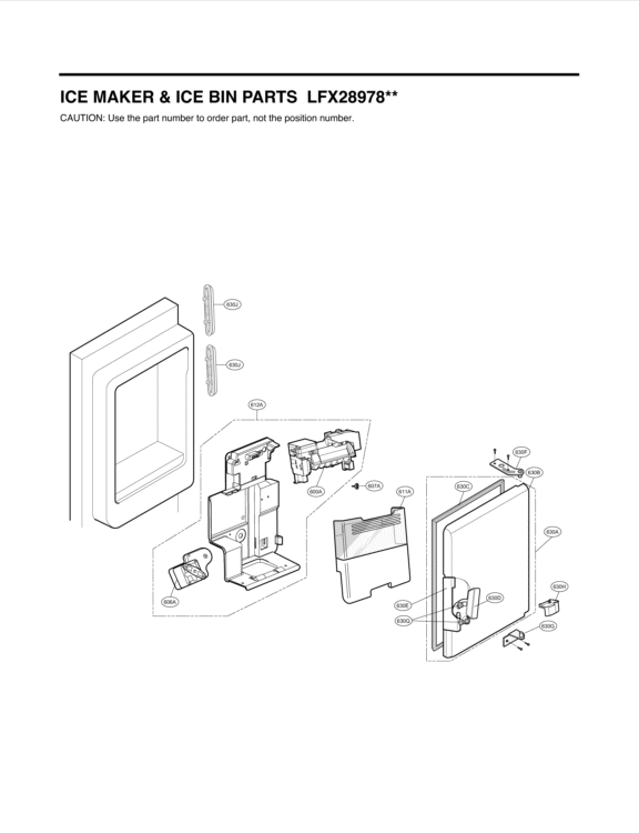 ICE MAKER & ICE BIN PARTS Diagram and Parts List for LFX28978ST ASTCNA2 LG Refrigerator