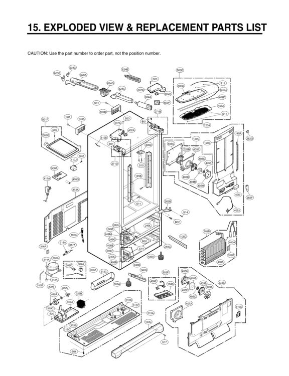 EXPLODED VIEW & REPLACEMENT PARTS LIST Diagram and Parts List for LMX28988ST ASTCNA2 LG Refrigerator