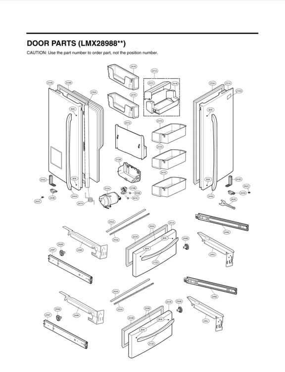 DOOR PARTS Diagram and Parts List for LMX28988SW ASWCNA2 LG Refrigerator
