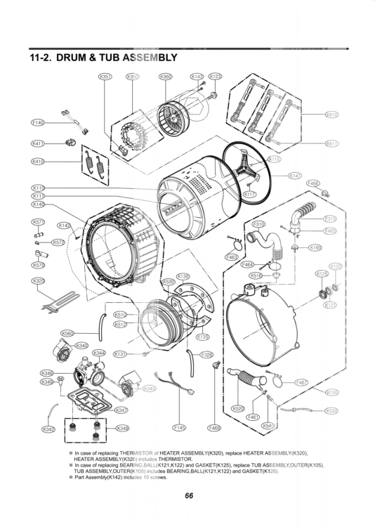 DRUM & TUB ASSEMBLY Diagram and Parts List for WM3360HRCA ACREECI LG Washer
