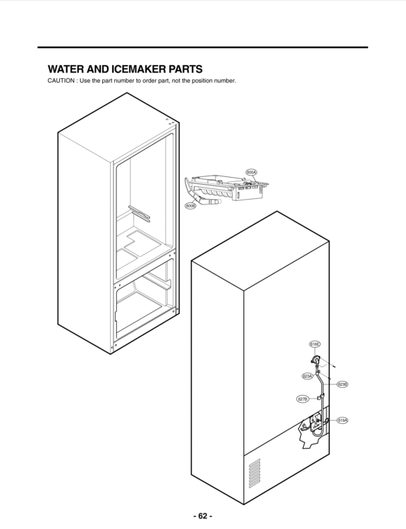 WATER AND ICEMAKER PARTS Diagram and Parts List for LFC25776SW ASWCNA3 LG Refrigerator