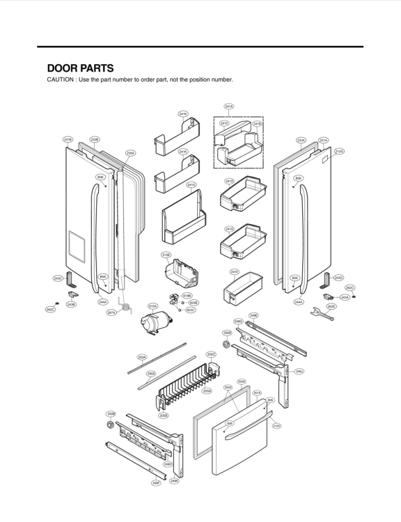 DOOR PARTS Diagram and Parts List for LFX25976SB AWBCNA3 LG Refrigerator