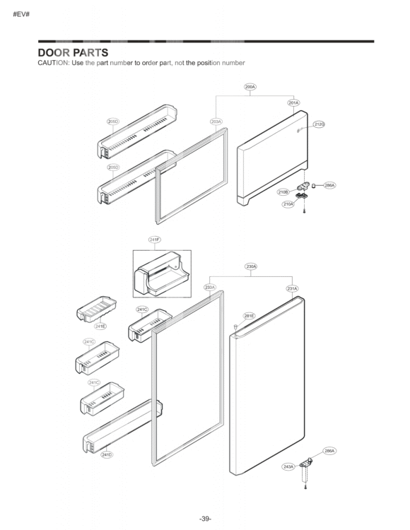 DOOR PARTS Diagram and Parts List for LTC19340SB AWBCNA0 LG Refrigerator