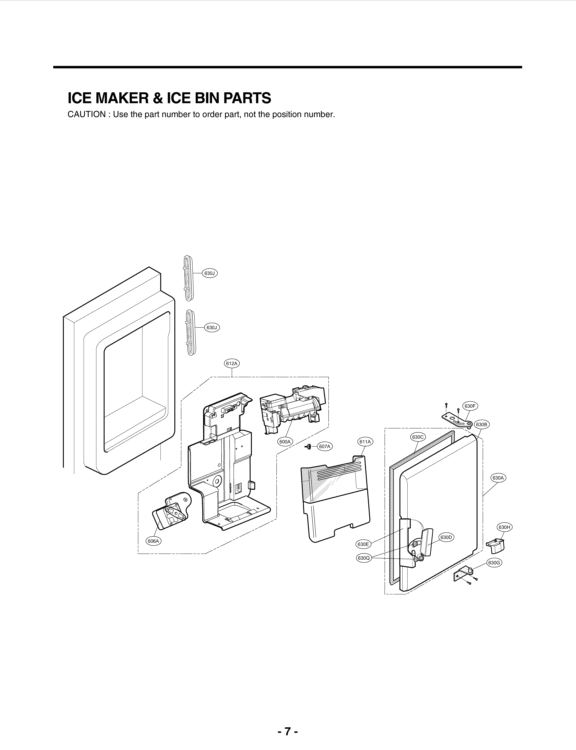 ICE MAKER & ICE BIN PARTS Diagram and Parts List for LFX25974SB AWBCNA0 LG Refrigerator