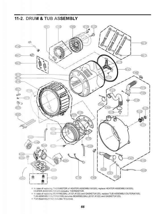 DRUM & TUB ASSEMBLY Diagram and Parts List for WM3360HVCA ASSEECI LG Washer