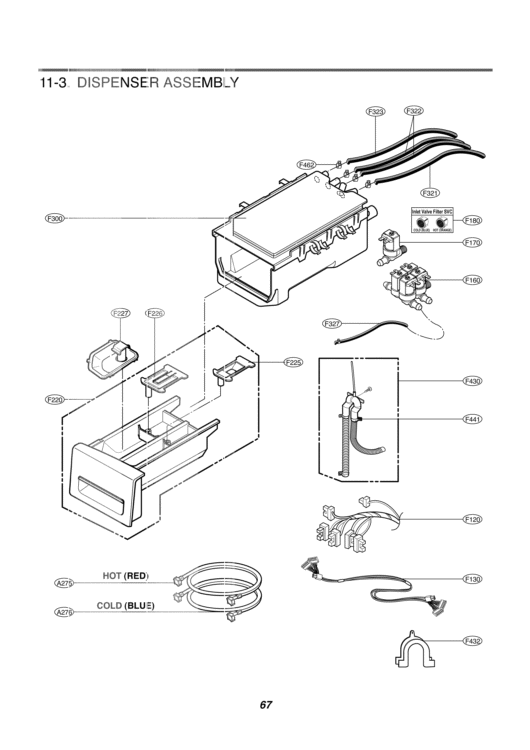 DISPENSER ASSEMBLY Diagram and Parts List for WM3360HVCA ASSEECI LG Washer