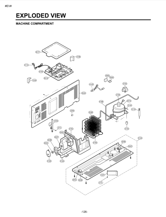 MACHINE COMPARTMENT EXPLODED VIEW Diagram and Parts List for LSC27935ST ASTCNA0 LG Refrigerator