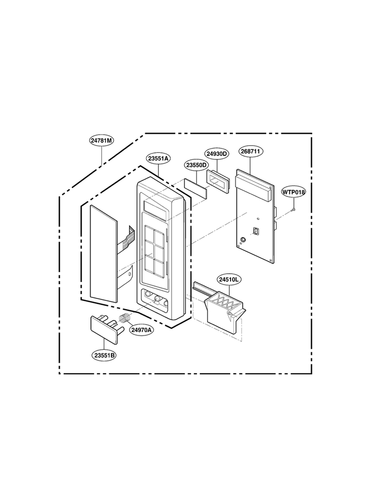 Control Panel Parts Diagram and Parts List for LMAB1240ST01  LG Microwave