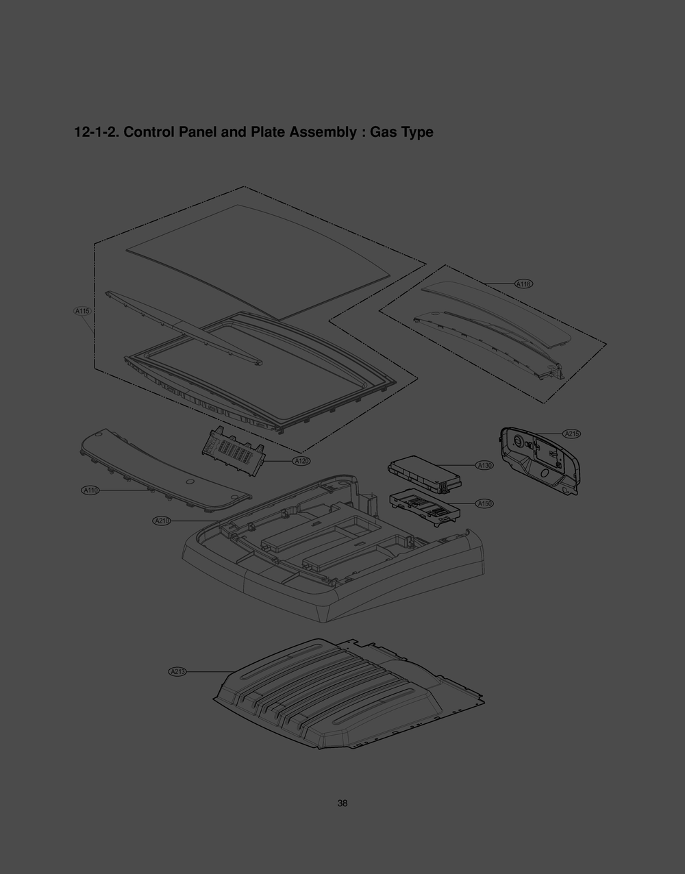 Control Panel And Plate Assembly Diagram and Parts List for RN1381AS ABWEEUS LG Dryer