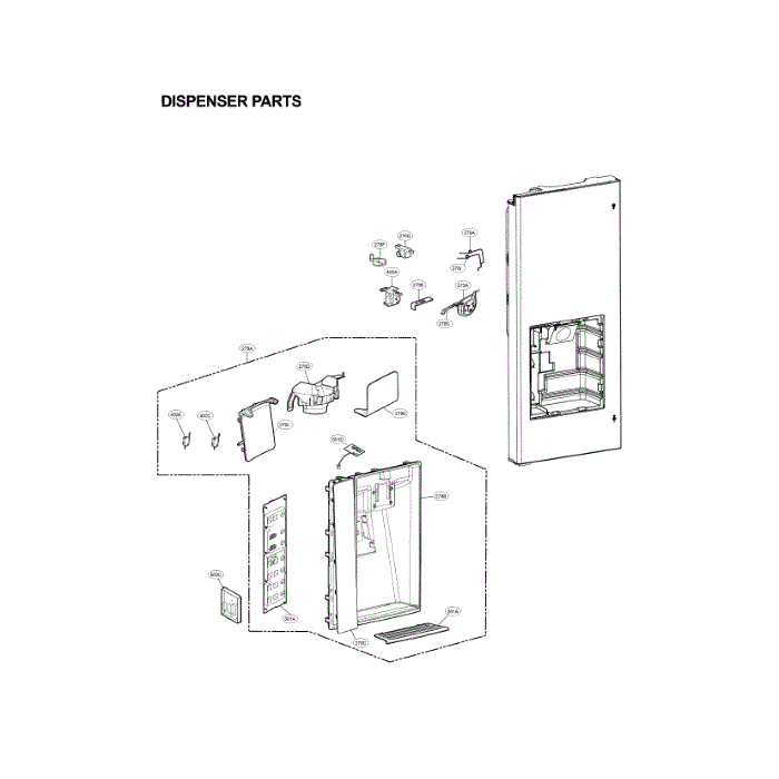 Dispenser Diagram and Parts List for LFX31925ST 03 LG Refrigerator