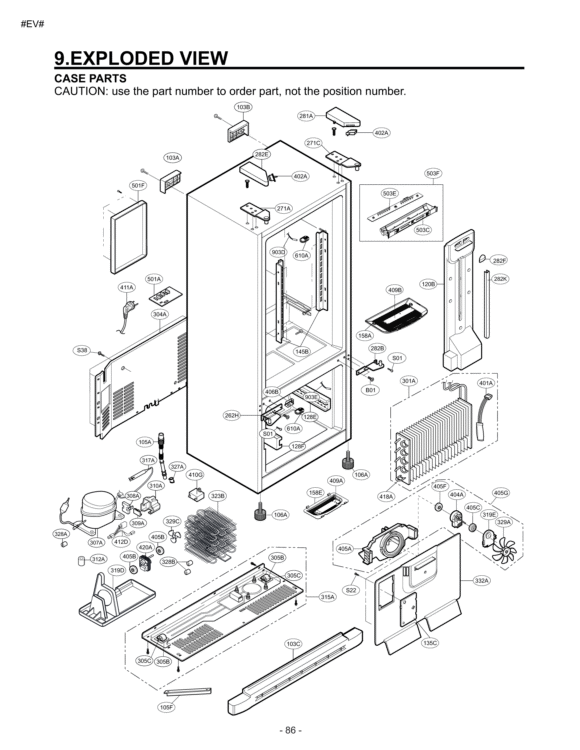 VIEW  CASE PARTS Diagram and Parts List for LFC20770SW ASWCNA0 LG Refrigerator