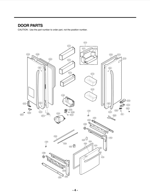 DOOR PARTS Diagram and Parts List for LFX25973SB AWBCNA0 LG Refrigerator