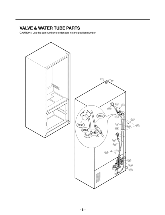 VALVE & WATER TUBE PARTS Diagram and Parts List for LFX25973ST ASTCNA0 LG Refrigerator