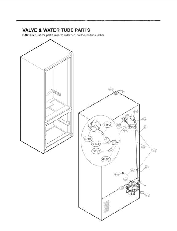 VALVE & WATER TUBE PARTS Diagram and Parts List for LFX25976SB AWBCNA4 LG Refrigerator