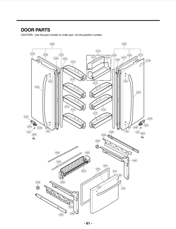 DOOR PARTS Diagram and Parts List for LFC25776SB AWBCNA4 LG Refrigerator