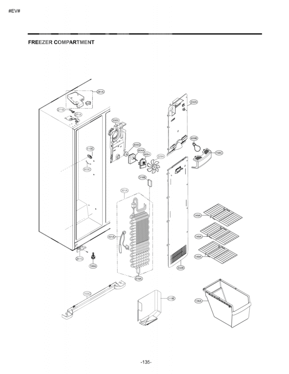 FREEZER COMPARTMENT Diagram and Parts List for LSC23924ST ASTCNA1 LG Refrigerator