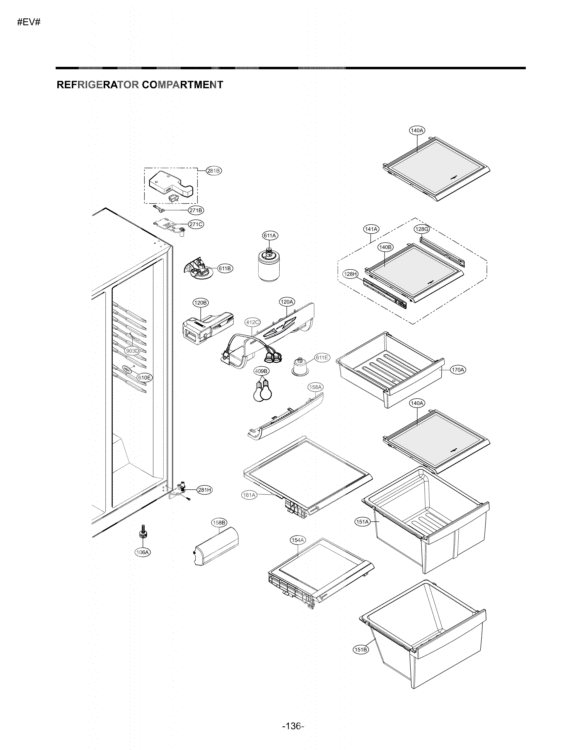REFRIGERATOR COMPARTMENT Diagram and Parts List for LSC23924ST ASTCNA1 LG Refrigerator
