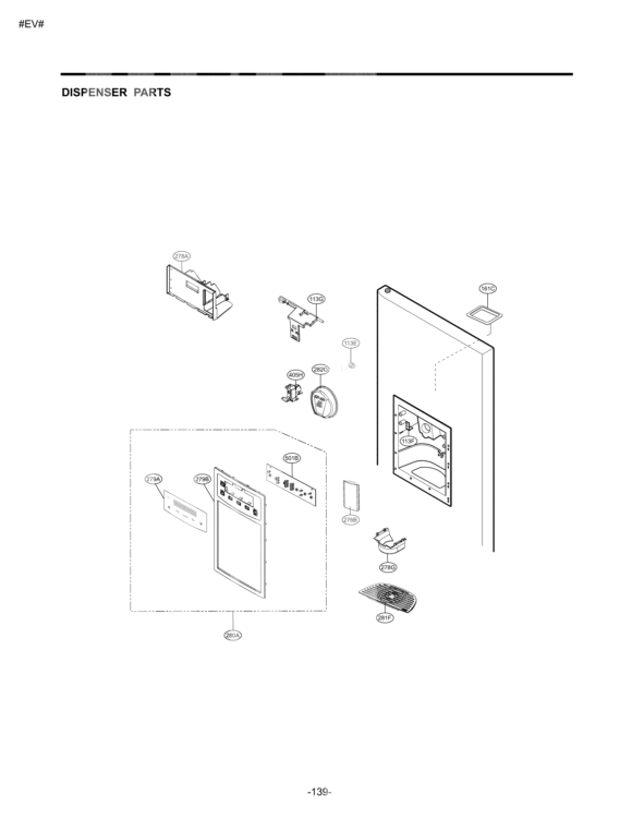 DISPENSER PARTS Diagram and Parts List for LSC23924ST ASTCNA1 LG Refrigerator