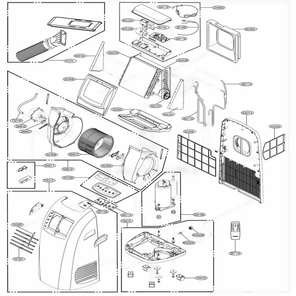 Main Diagram and Parts List for GP100CE AWYAHDC LG Air Conditioner