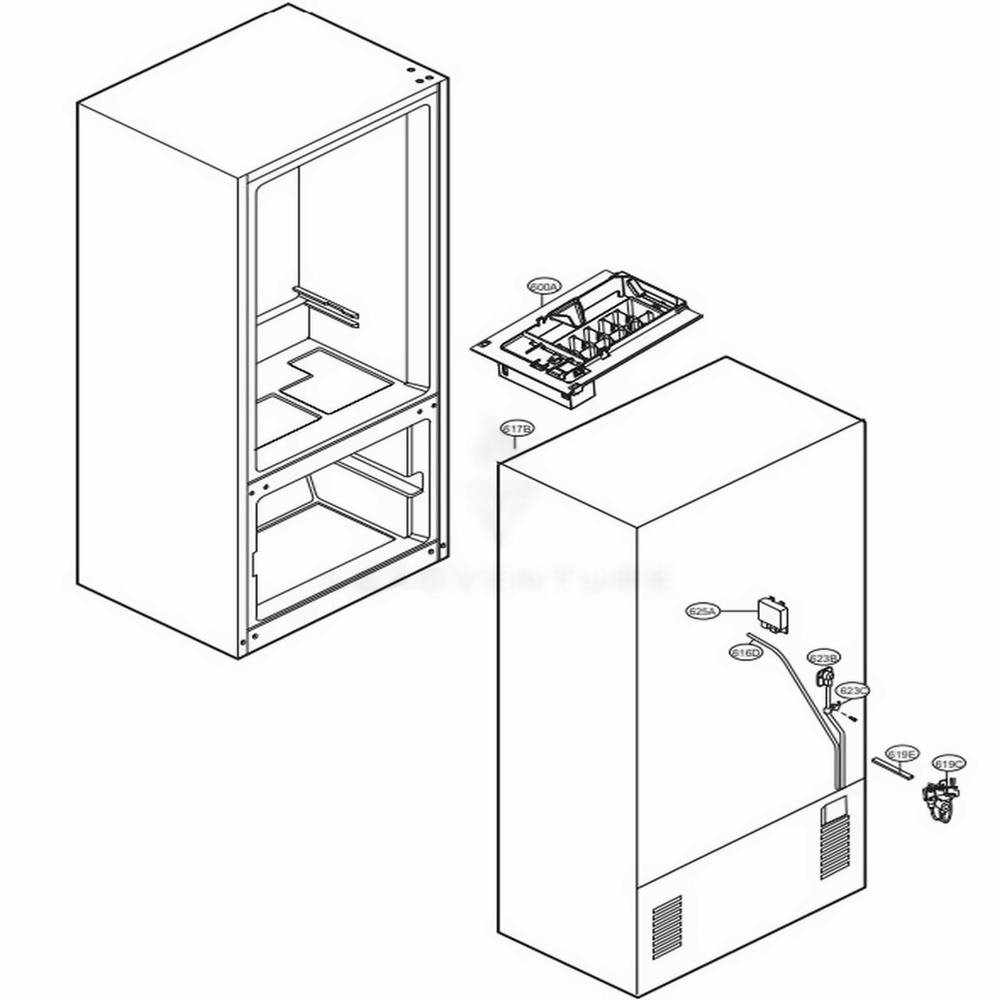 Ice Maker Parts Diagram and Parts List for LFD22786SW ASWCNA1 LG Refrigerator