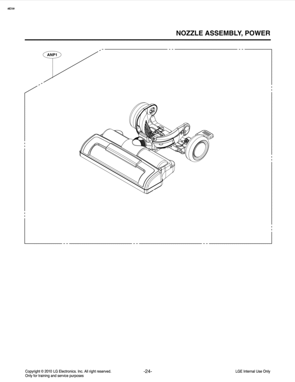 NOZZLE ASSEMBLY Diagram and Parts List for LUV350P APTELGA LG Canister Vacuum