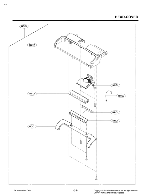 HEADCOVER Diagram and Parts List for LUV350P APTELGA LG Canister Vacuum