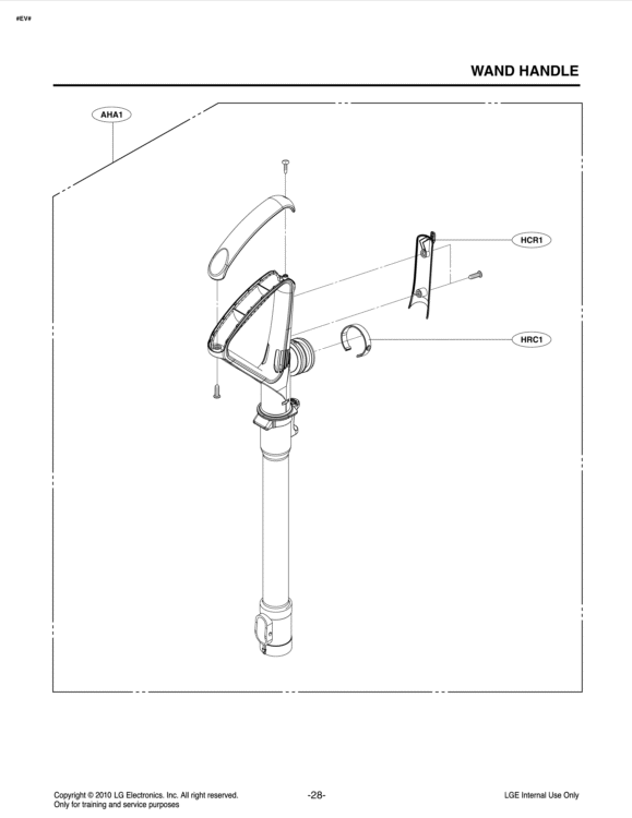WAND HANDLE Diagram and Parts List for LUV350P APTELGA LG Canister Vacuum