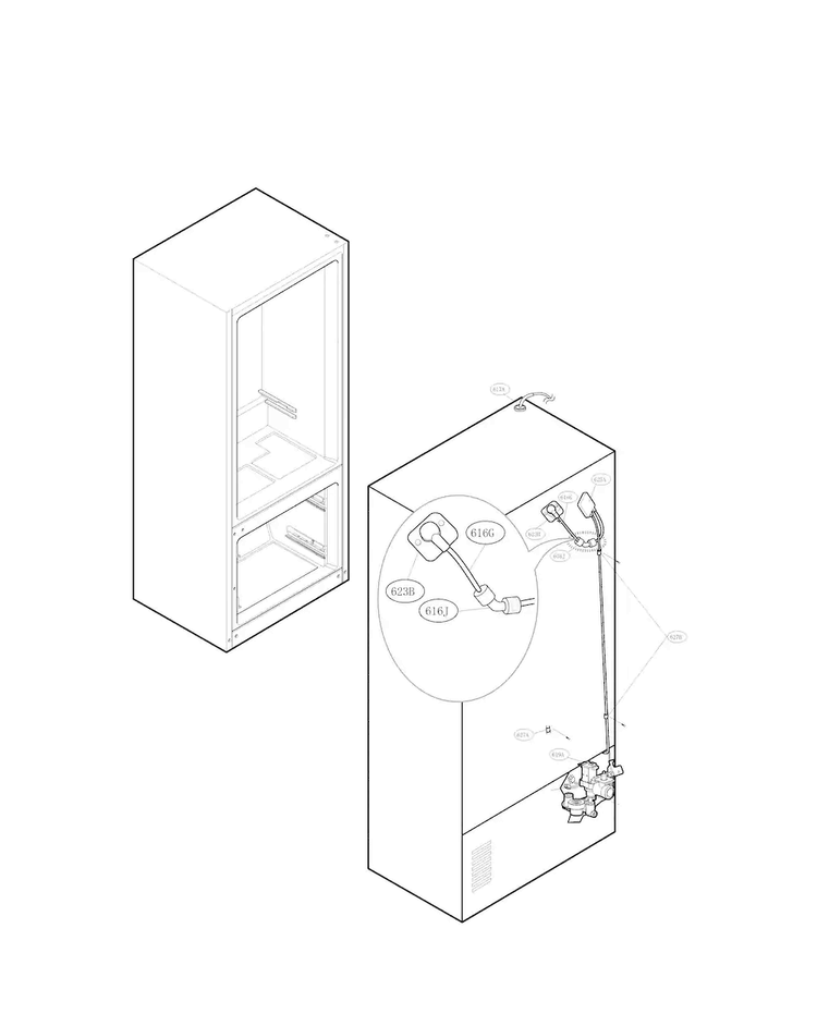 Tub And Valve Parts Diagram and Parts List for LMXS27626S 00 LG Refrigerator