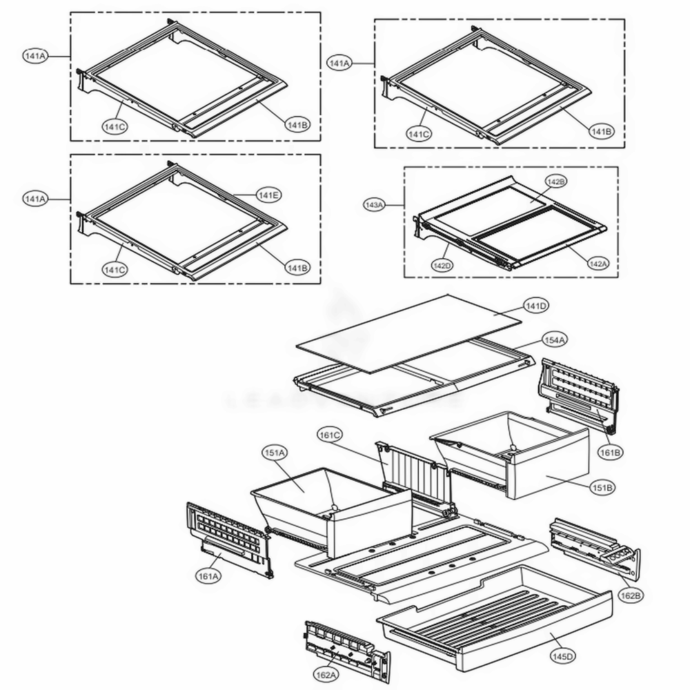 Refrigerator Parts Diagram and Parts List for 73065 ANSCSE1 LG Refrigerator