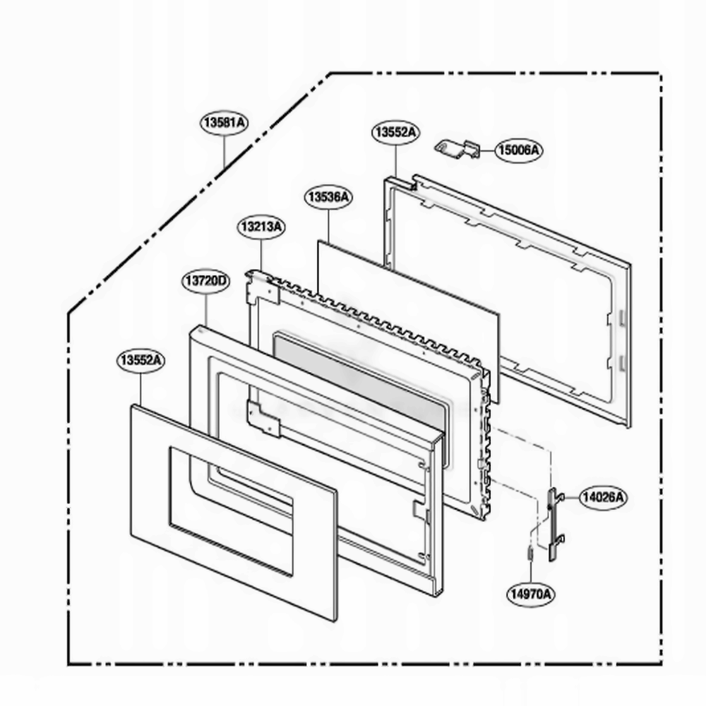 Door Parts Diagram and Parts List for DOTR12CW WHEDOM LG Wall Oven