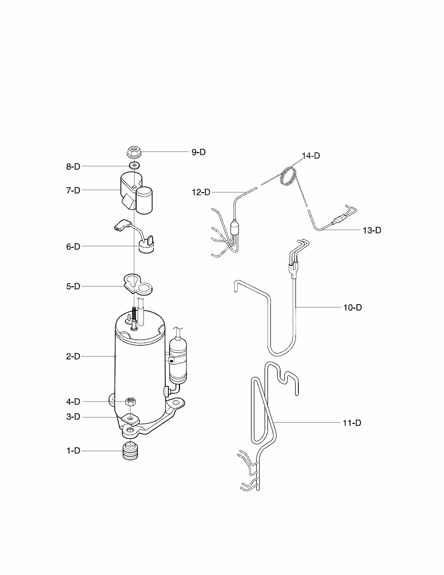 Compressor Parts Diagram and Parts List for 58076100800  Kenmore Air Conditioner