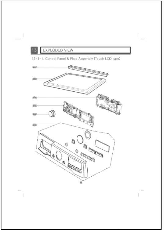 EXPLODED VIEW   Control Panel & Plate Assembly Touch LCD type Diagram and Parts List for DLGX3361V ASSESED LG Dryer
