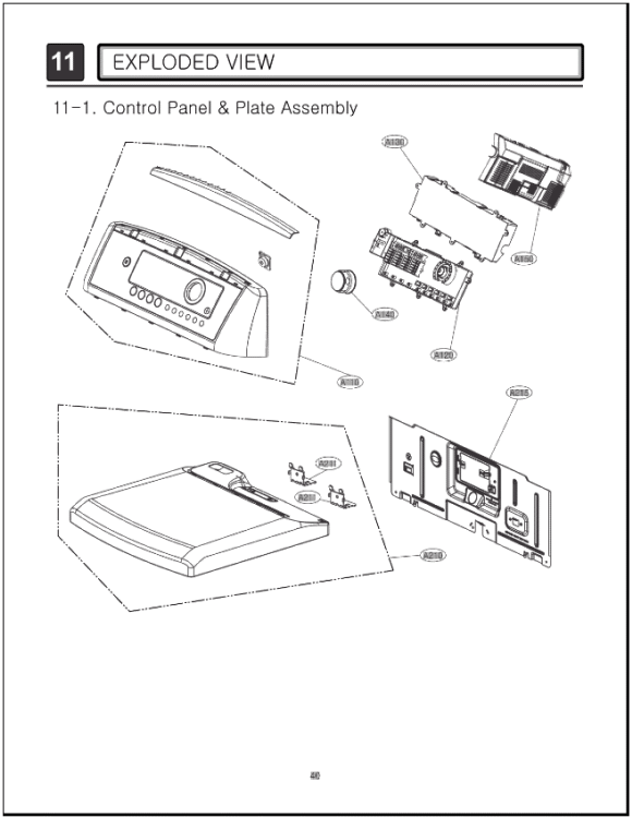 EXPLODED VIEW   Control Panel & Plate Assembly Diagram and Parts List for DLG5002W ABWESED LG Dryer