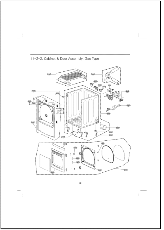 Cabinet & Door Assembly Diagram and Parts List for DLG5002W ABWESED LG Dryer