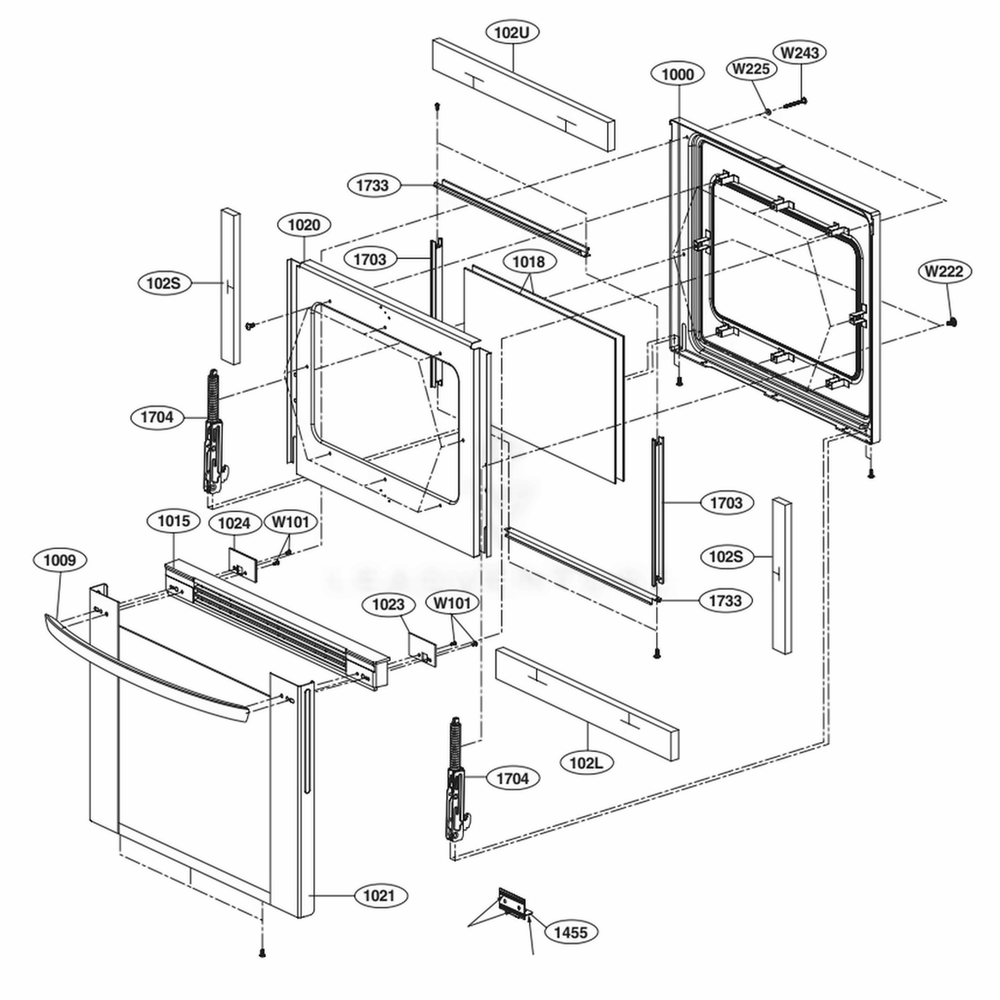 Door Parts Diagram and Parts List for LRG3091ST FS2ELGA LG Range