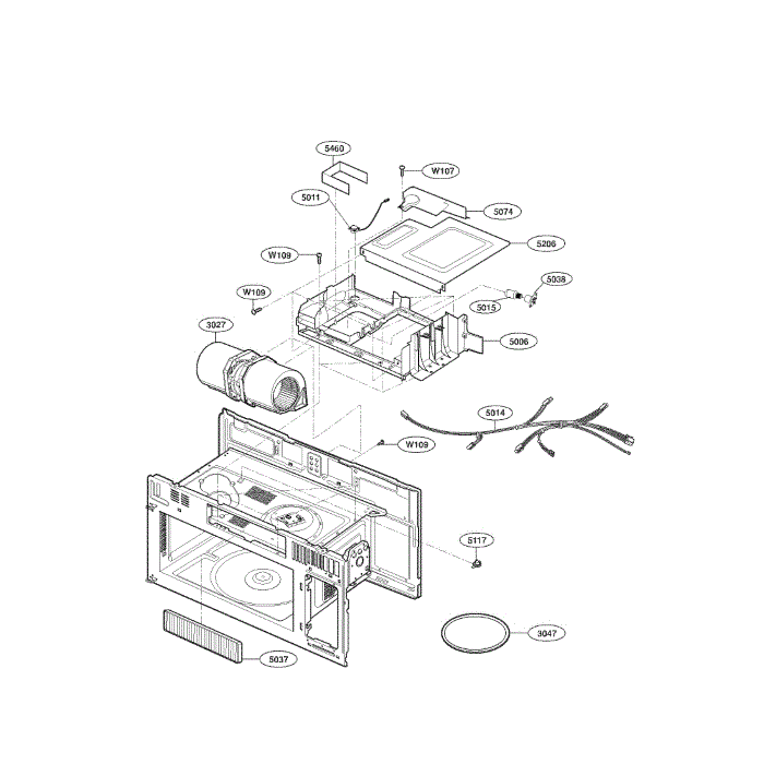 Interior 1 Diagram and Parts List for LMV1813SW 00 LG Microwave Oven Combo