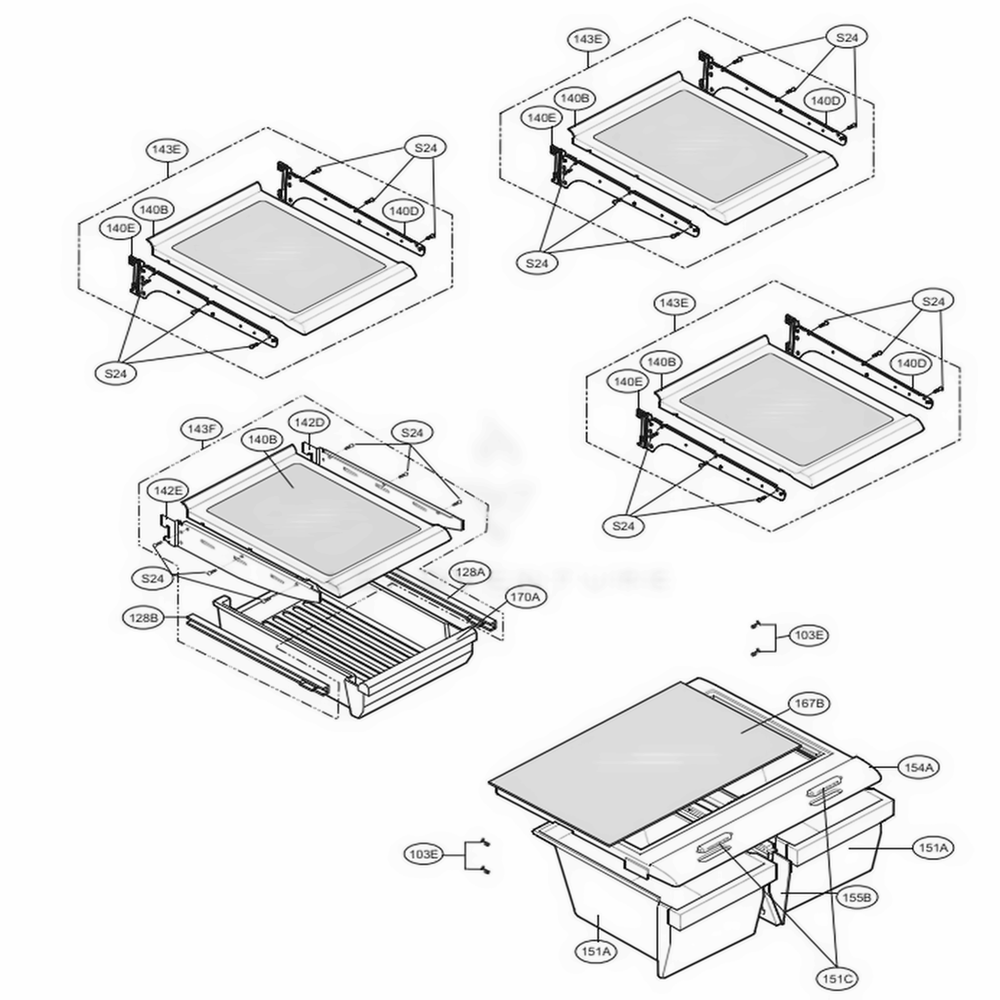 Refrigerator Parts Diagram and Parts List for LDC22720TT ATI3LGG LG Refrigerator