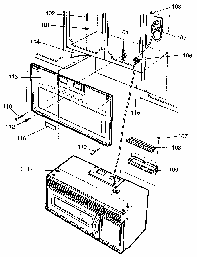 Installation Diagram and Parts List for 7218915080  Kenmore Microwave