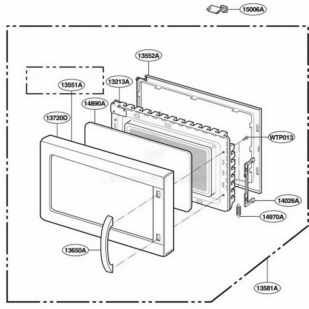 Door Parts Diagram and Parts List for JMC9158AAW AWHEJEN LG Wall Oven