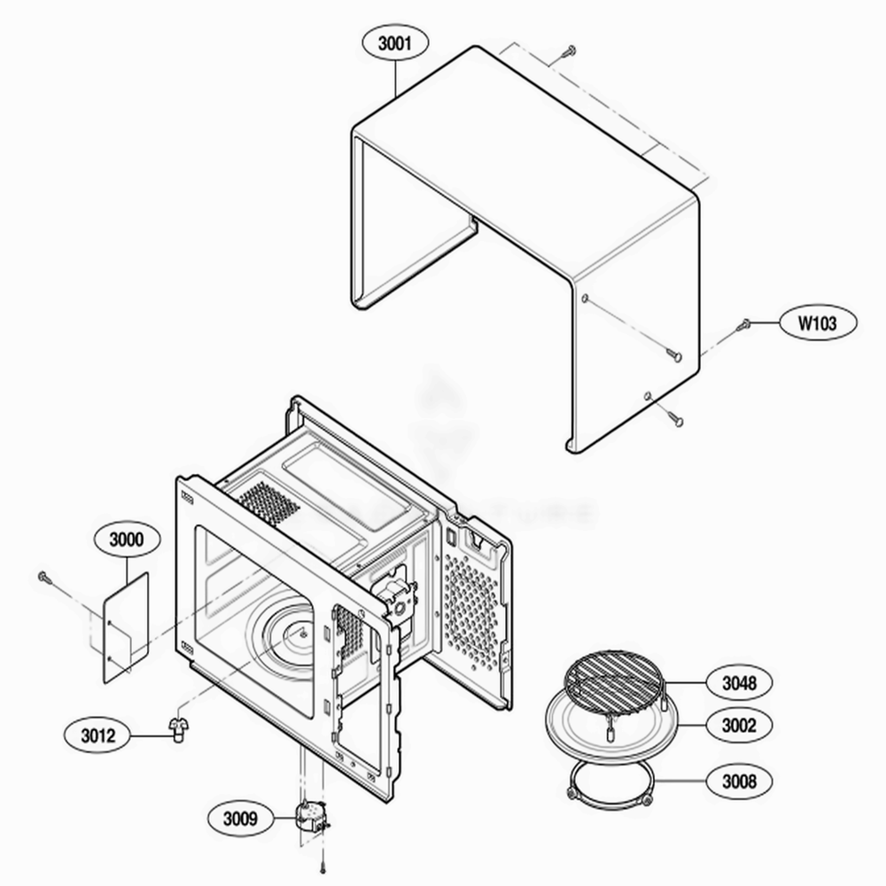 Oven Cavity Parts Diagram and Parts List for 67903 AS1ESEA LG Wall Oven