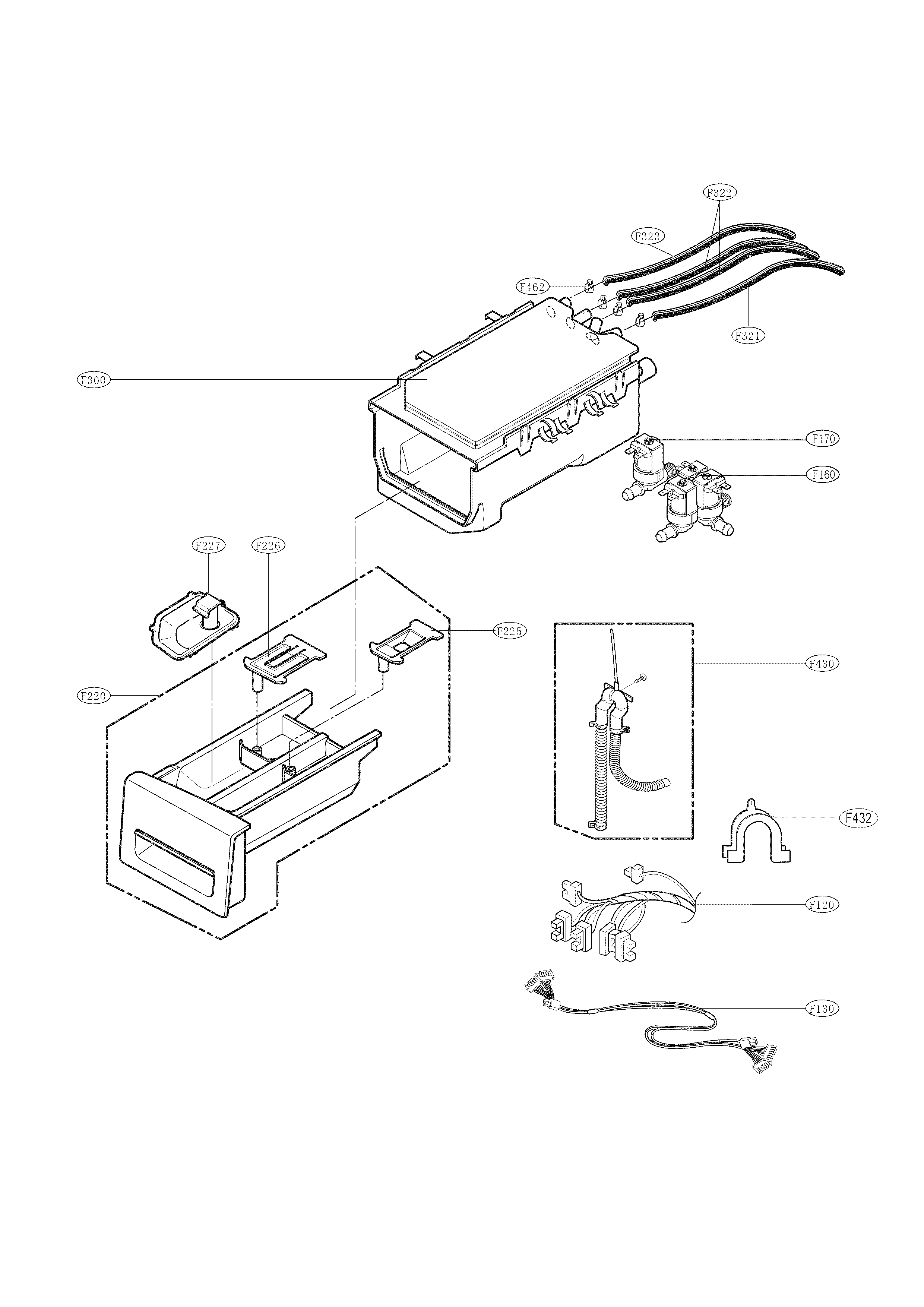 Dispenser Parts Diagram and Parts List for 79641162411  Kenmore Washer