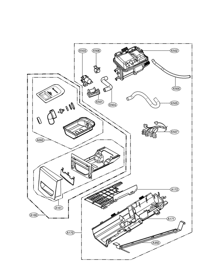 Panel Drawer Assembly Parts Diagram and Parts List for DLGX3886W  LG Dryer