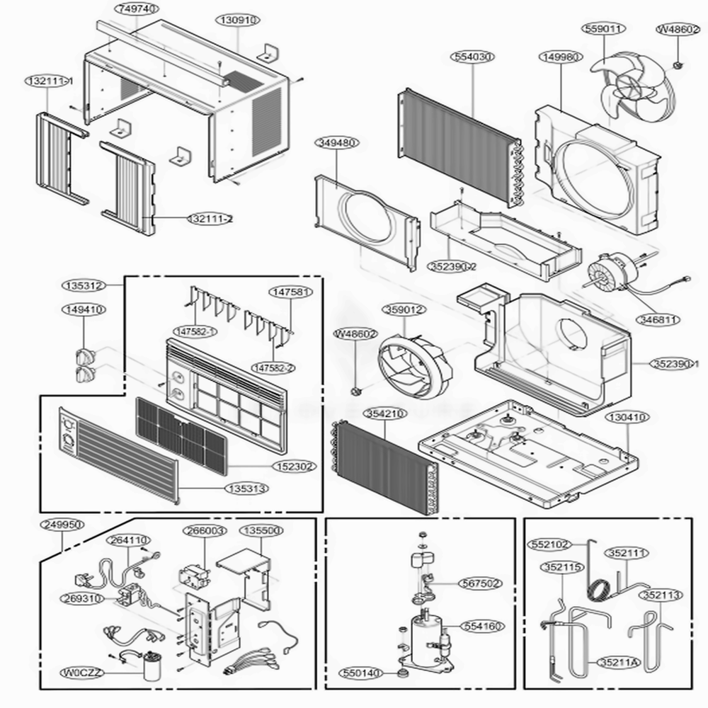Main Diagram and Parts List for R5050 AWYAKMT LG Air Conditioner